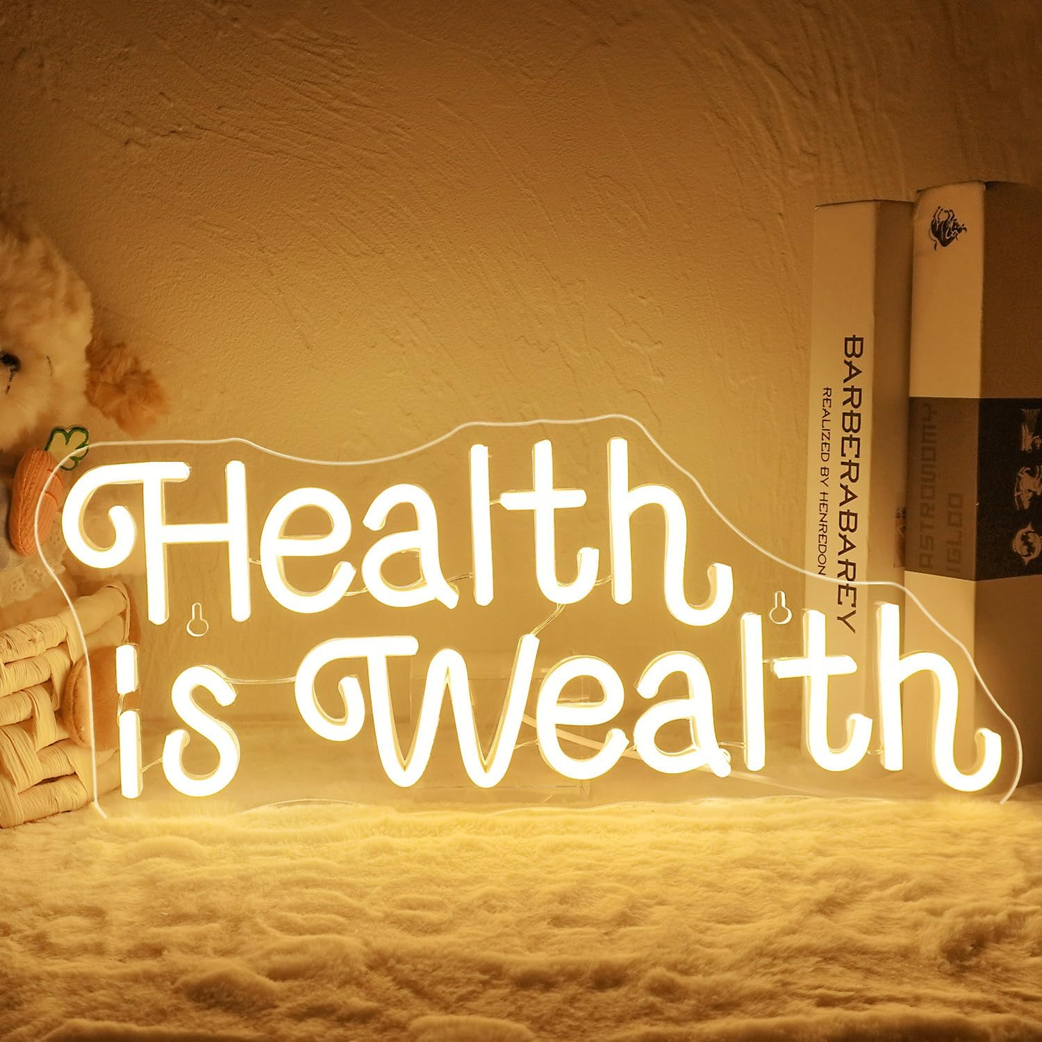 Health Wellness Office - 健康は富 ネオンサイン USB電源 LEDネオンライト ジム ヨガ