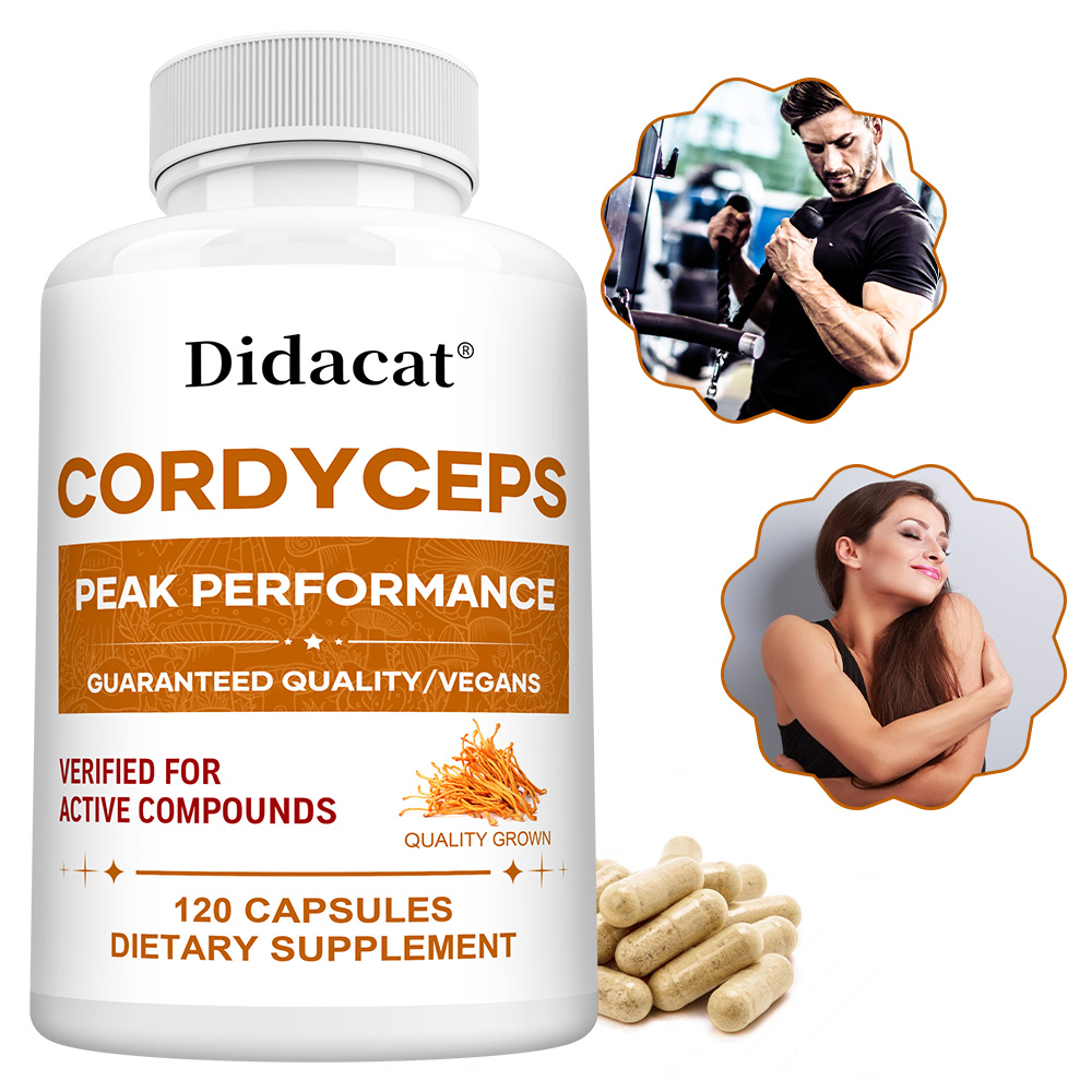 Health Wellness Energy - 冬虫夏草カプセル 1000mg、自然健康補助食品、脳、エネルギー、スタミナ、免疫、心臓血管の健康をサポートします