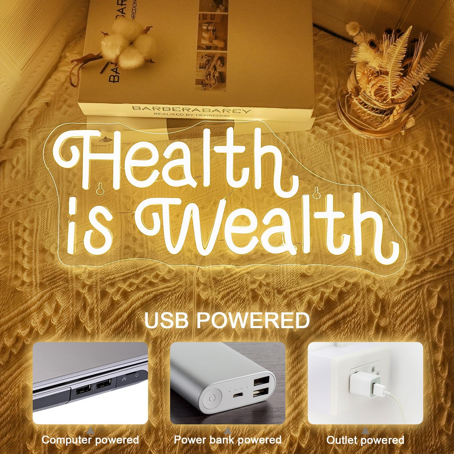 健康は富 ネオンサイン USB電源 LEDネオンライト ジム - Health Wellness Office のレビューと価格